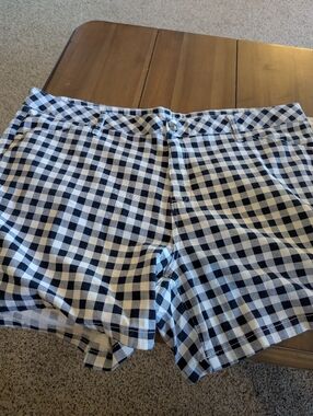 St. John's Bay Navy and White Gingham Shorts